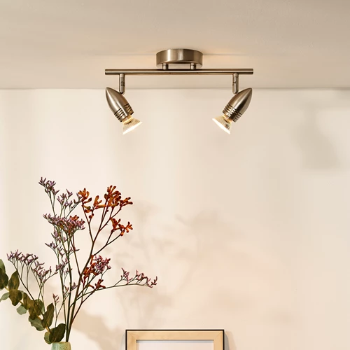 Lucide CARO-LED - Spot plafond - LED - GU10 - 2x5W 2700K - Chrome Dépoli - ambiance 1
